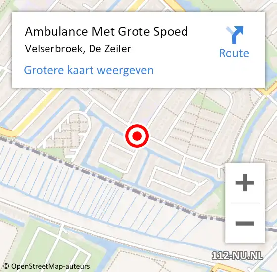 Locatie op kaart van de 112 melding: Ambulance Met Grote Spoed Naar Velserbroek, De Zeiler op 20 mei 2023 15:06