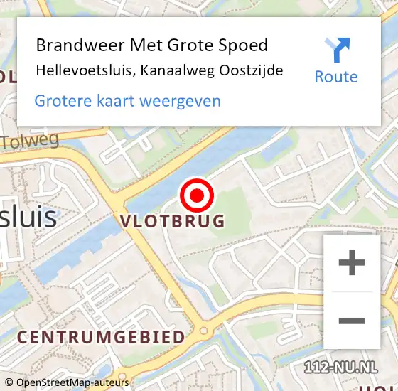 Locatie op kaart van de 112 melding: Brandweer Met Grote Spoed Naar Hellevoetsluis, Kanaalweg Oostzijde op 20 mei 2023 15:21