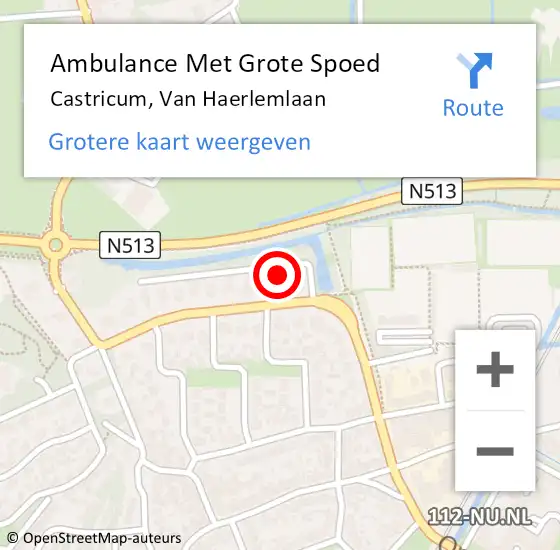 Locatie op kaart van de 112 melding: Ambulance Met Grote Spoed Naar Castricum, Van Haerlemlaan op 20 mei 2023 15:37