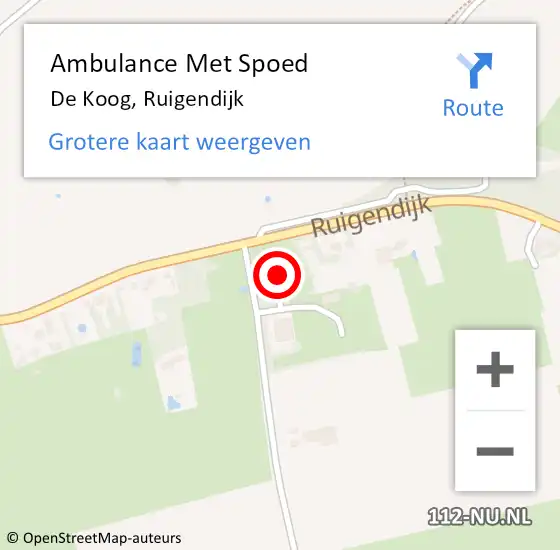 Locatie op kaart van de 112 melding: Ambulance Met Spoed Naar De Koog, Ruigendijk op 20 mei 2023 16:04