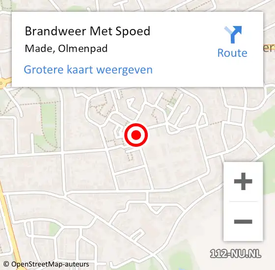 Locatie op kaart van de 112 melding: Brandweer Met Spoed Naar Made, Olmenpad op 20 mei 2023 16:13