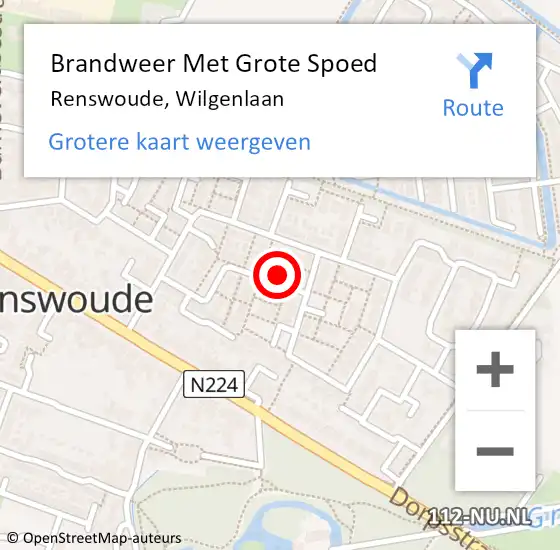 Locatie op kaart van de 112 melding: Brandweer Met Grote Spoed Naar Renswoude, Wilgenlaan op 20 mei 2023 16:17