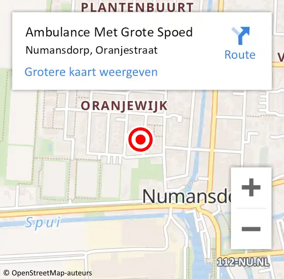 Locatie op kaart van de 112 melding: Ambulance Met Grote Spoed Naar Numansdorp, Oranjestraat op 12 oktober 2013 17:24