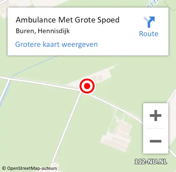 Locatie op kaart van de 112 melding: Ambulance Met Grote Spoed Naar Buren, Hennisdijk op 26 augustus 2014 07:17