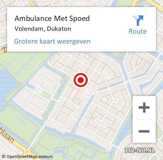 Locatie op kaart van de 112 melding: Ambulance Met Spoed Naar Volendam, Dukaton op 20 mei 2023 17:22