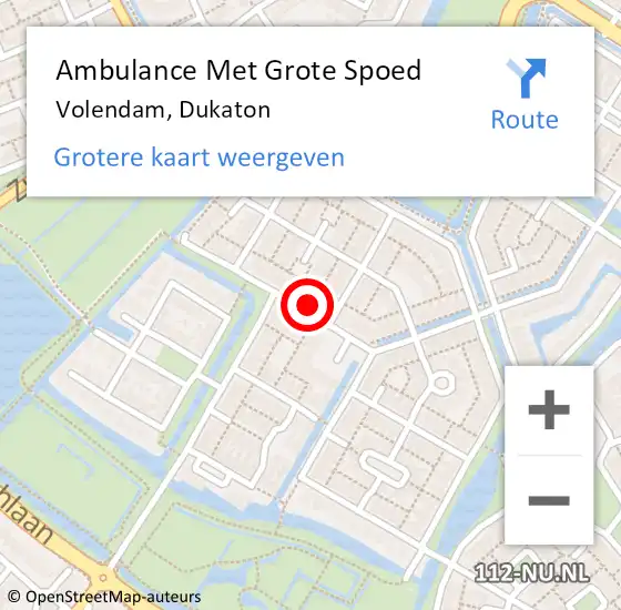 Locatie op kaart van de 112 melding: Ambulance Met Grote Spoed Naar Volendam, Dukaton op 20 mei 2023 17:25