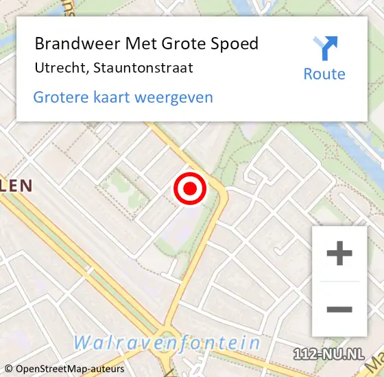 Locatie op kaart van de 112 melding: Brandweer Met Grote Spoed Naar Utrecht, Stauntonstraat op 20 mei 2023 17:36