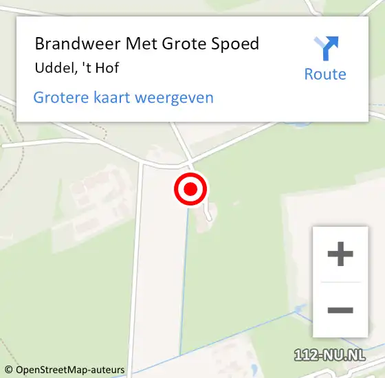 Locatie op kaart van de 112 melding: Brandweer Met Grote Spoed Naar Uddel, 't Hof op 20 mei 2023 17:48