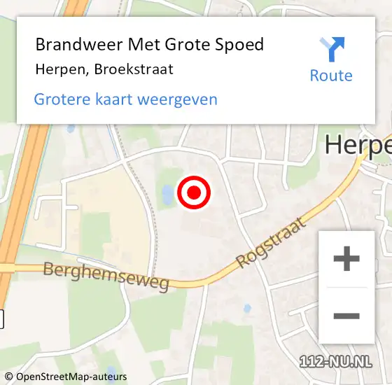 Locatie op kaart van de 112 melding: Brandweer Met Grote Spoed Naar Herpen, Broekstraat op 20 mei 2023 17:48