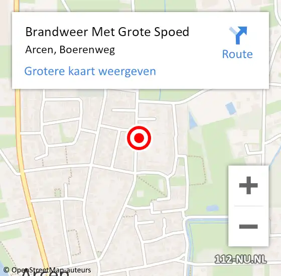 Locatie op kaart van de 112 melding: Brandweer Met Grote Spoed Naar Arcen, Boerenweg op 20 mei 2023 18:08