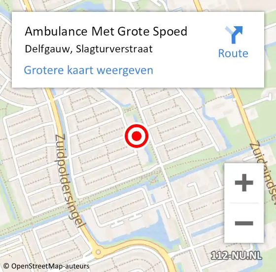 Locatie op kaart van de 112 melding: Ambulance Met Grote Spoed Naar Delfgauw, Slagturverstraat op 20 mei 2023 18:23