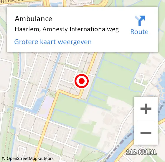 Locatie op kaart van de 112 melding: Ambulance Haarlem, Amnesty Internationalweg op 20 mei 2023 18:41