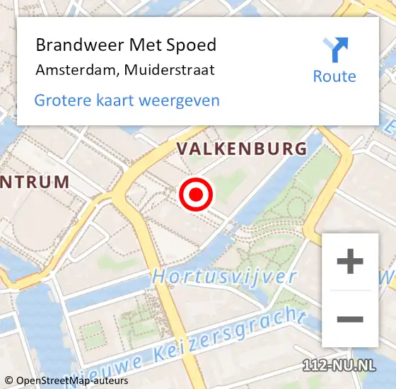 Locatie op kaart van de 112 melding: Brandweer Met Spoed Naar Amsterdam, Muiderstraat op 20 mei 2023 19:15