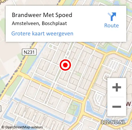Locatie op kaart van de 112 melding: Brandweer Met Spoed Naar Amstelveen, Boschplaat op 20 mei 2023 19:15