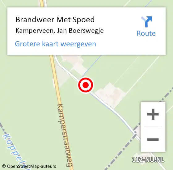 Locatie op kaart van de 112 melding: Brandweer Met Spoed Naar Kamperveen, Jan Boerswegje op 20 mei 2023 19:22