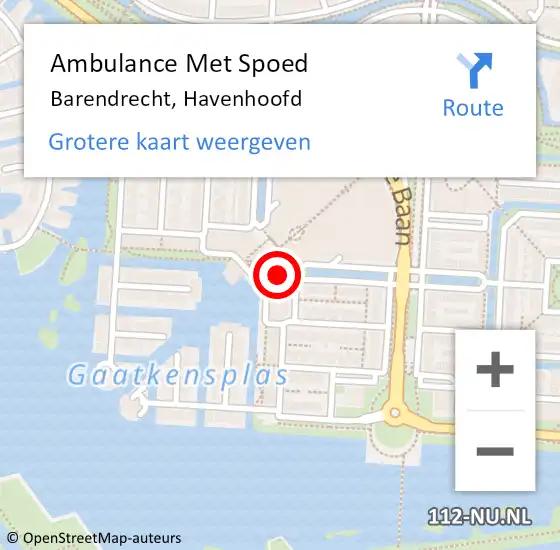 Locatie op kaart van de 112 melding: Ambulance Met Spoed Naar Barendrecht, Havenhoofd op 20 mei 2023 20:09