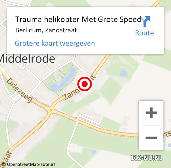 Locatie op kaart van de 112 melding: Trauma helikopter Met Grote Spoed Naar Berlicum, Zandstraat op 20 mei 2023 20:27