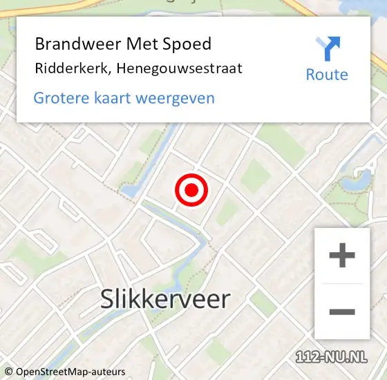 Locatie op kaart van de 112 melding: Brandweer Met Spoed Naar Ridderkerk, Henegouwsestraat op 20 mei 2023 20:29