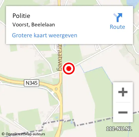 Locatie op kaart van de 112 melding: Politie Voorst, Beelelaan op 20 mei 2023 20:36