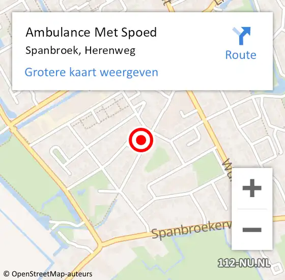 Locatie op kaart van de 112 melding: Ambulance Met Spoed Naar Spanbroek, Herenweg op 20 mei 2023 21:29