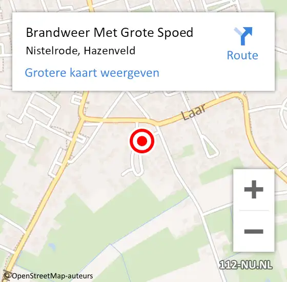 Locatie op kaart van de 112 melding: Brandweer Met Grote Spoed Naar Nistelrode, Hazenveld op 20 mei 2023 21:40