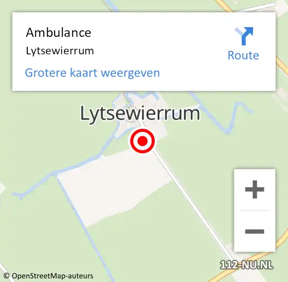 Locatie op kaart van de 112 melding: Ambulance Lytsewierrum op 20 mei 2023 21:42