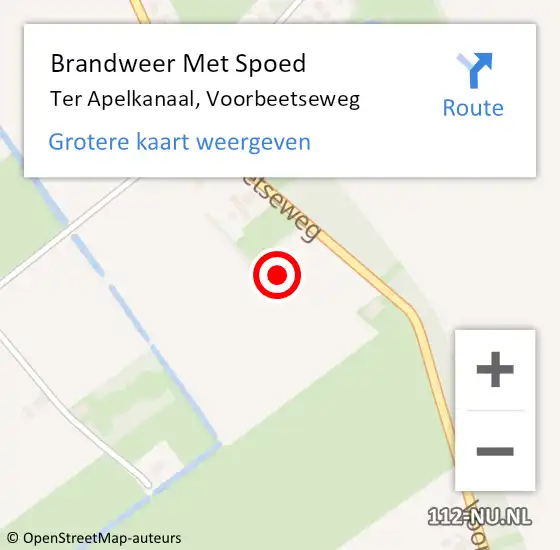 Locatie op kaart van de 112 melding: Brandweer Met Spoed Naar Ter Apelkanaal, Voorbeetseweg op 20 mei 2023 22:07