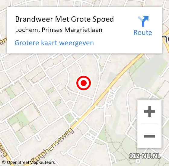 Locatie op kaart van de 112 melding: Brandweer Met Grote Spoed Naar Lochem, Prinses Margrietlaan op 20 mei 2023 22:15