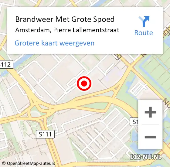 Locatie op kaart van de 112 melding: Brandweer Met Grote Spoed Naar Amsterdam, Pierre Lallementstraat op 20 mei 2023 22:31