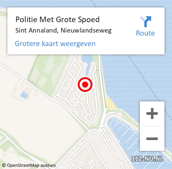 Locatie op kaart van de 112 melding: Politie Met Grote Spoed Naar Sint Annaland, Nieuwlandseweg op 20 mei 2023 22:48