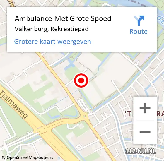 Locatie op kaart van de 112 melding: Ambulance Met Grote Spoed Naar Valkenburg, Rekreatiepad op 20 mei 2023 22:48