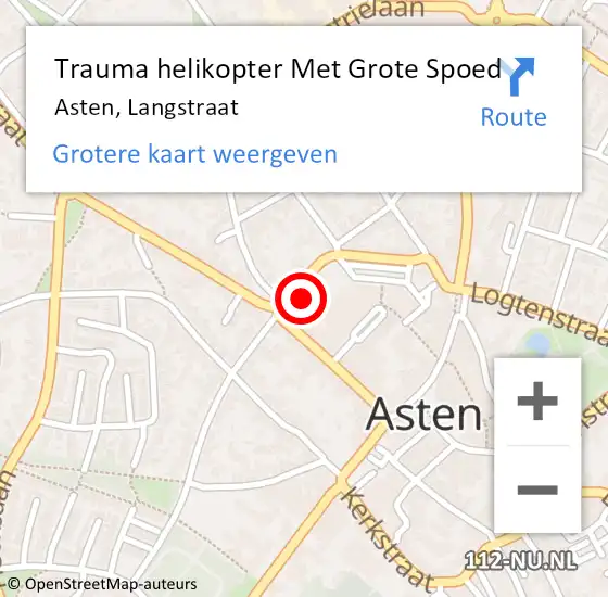 Locatie op kaart van de 112 melding: Trauma helikopter Met Grote Spoed Naar Asten, Langstraat op 20 mei 2023 23:16