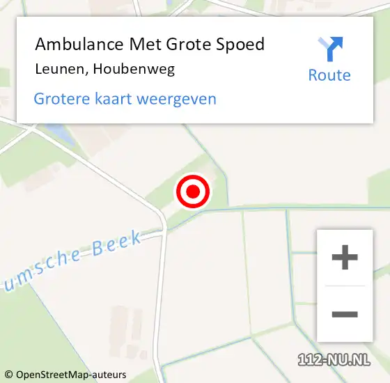 Locatie op kaart van de 112 melding: Ambulance Met Grote Spoed Naar Leunen, Houbenweg op 26 augustus 2014 08:19