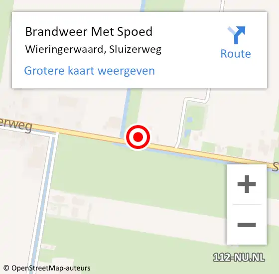 Locatie op kaart van de 112 melding: Brandweer Met Spoed Naar Wieringerwaard, Sluizerweg op 26 augustus 2014 08:19