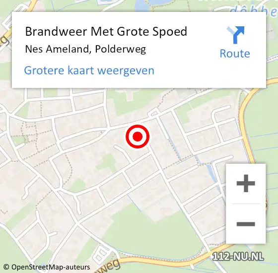 Locatie op kaart van de 112 melding: Brandweer Met Grote Spoed Naar Nes Ameland, Polderweg op 21 mei 2023 00:17