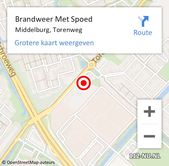 Locatie op kaart van de 112 melding: Brandweer Met Spoed Naar Middelburg, Torenweg op 21 mei 2023 00:23