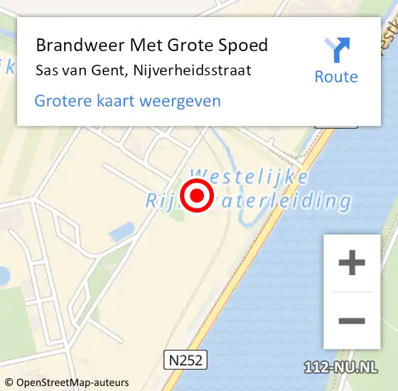 Locatie op kaart van de 112 melding: Brandweer Met Grote Spoed Naar Sas van Gent, Nijverheidsstraat op 21 mei 2023 01:56