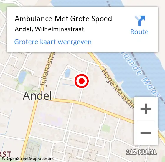 Locatie op kaart van de 112 melding: Ambulance Met Grote Spoed Naar Andel, Wilhelminastraat op 21 mei 2023 02:05