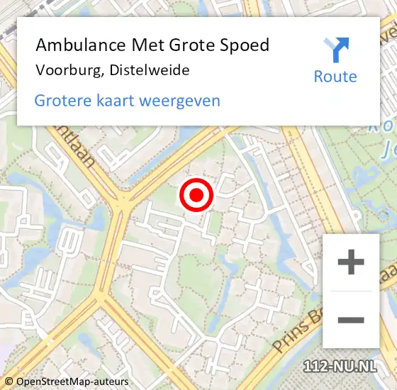 Locatie op kaart van de 112 melding: Ambulance Met Grote Spoed Naar Voorburg, Distelweide op 21 mei 2023 02:20