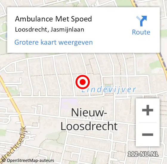 Locatie op kaart van de 112 melding: Ambulance Met Spoed Naar Loosdrecht, Jasmijnlaan op 26 augustus 2014 08:29