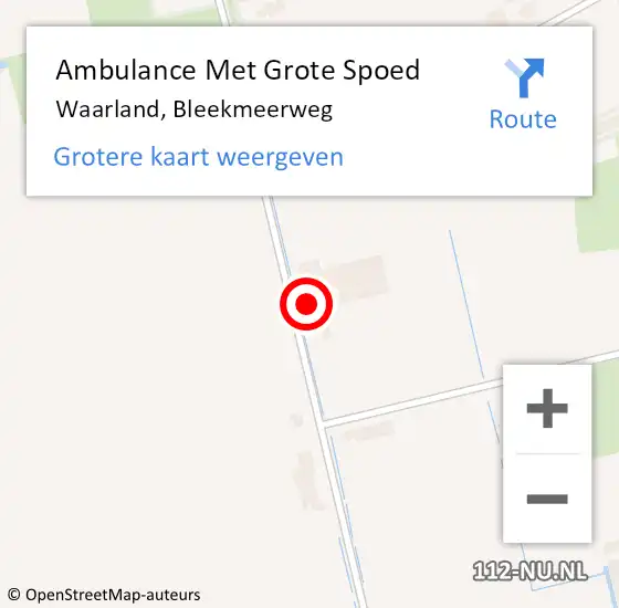 Locatie op kaart van de 112 melding: Ambulance Met Grote Spoed Naar Waarland, Bleekmeerweg op 21 mei 2023 02:57