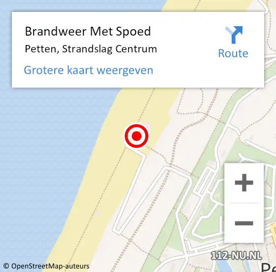 Locatie op kaart van de 112 melding: Brandweer Met Spoed Naar Petten, Strandslag Centrum op 21 mei 2023 03:04