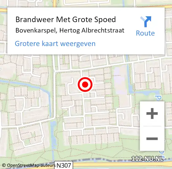 Locatie op kaart van de 112 melding: Brandweer Met Grote Spoed Naar Bovenkarspel, Hertog Albrechtstraat op 12 oktober 2013 17:30