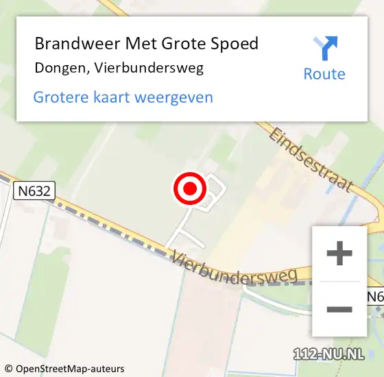 Locatie op kaart van de 112 melding: Brandweer Met Grote Spoed Naar Dongen, Vierbundersweg op 21 mei 2023 05:17