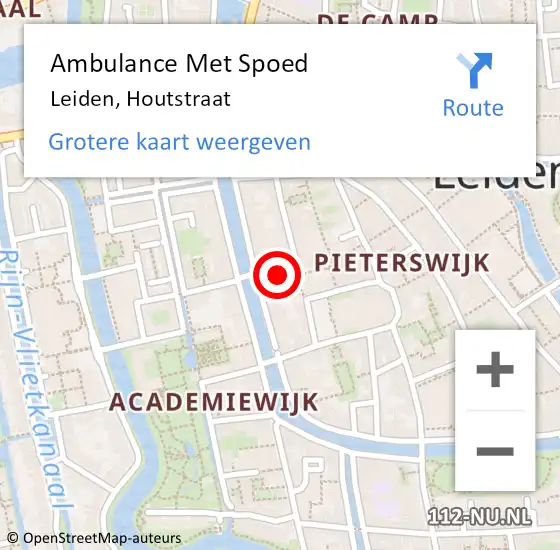 Locatie op kaart van de 112 melding: Ambulance Met Spoed Naar Leiden, Houtstraat op 21 mei 2023 06:25