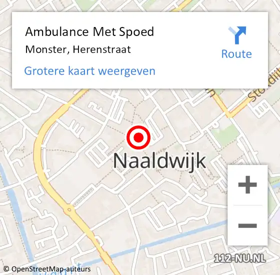 Locatie op kaart van de 112 melding: Ambulance Met Spoed Naar Monster, Herenstraat op 21 mei 2023 07:04