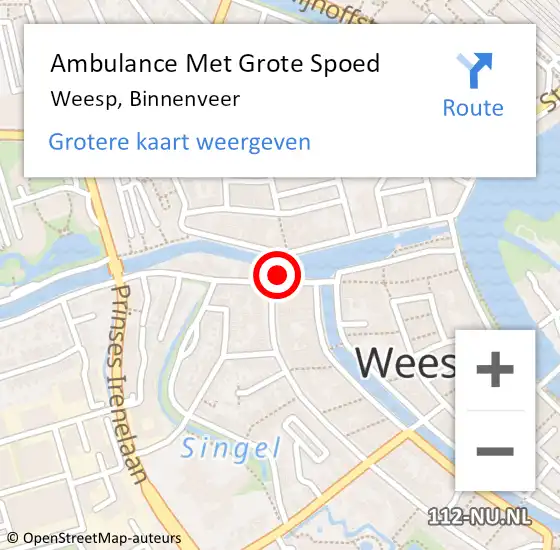 Locatie op kaart van de 112 melding: Ambulance Met Grote Spoed Naar Weesp, Binnenveer op 21 mei 2023 08:26