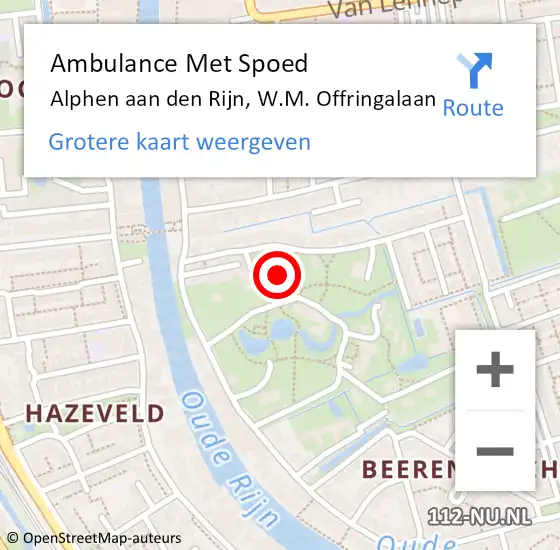 Locatie op kaart van de 112 melding: Ambulance Met Spoed Naar Alphen aan den Rijn, W.M. Offringalaan op 21 mei 2023 08:26