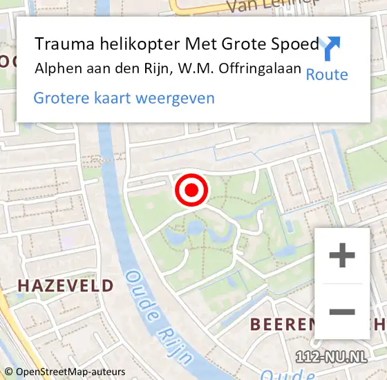 Locatie op kaart van de 112 melding: Trauma helikopter Met Grote Spoed Naar Alphen aan den Rijn, W.M. Offringalaan op 21 mei 2023 08:31