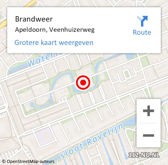 Locatie op kaart van de 112 melding: Brandweer Apeldoorn, Veenhuizerweg op 21 mei 2023 08:53